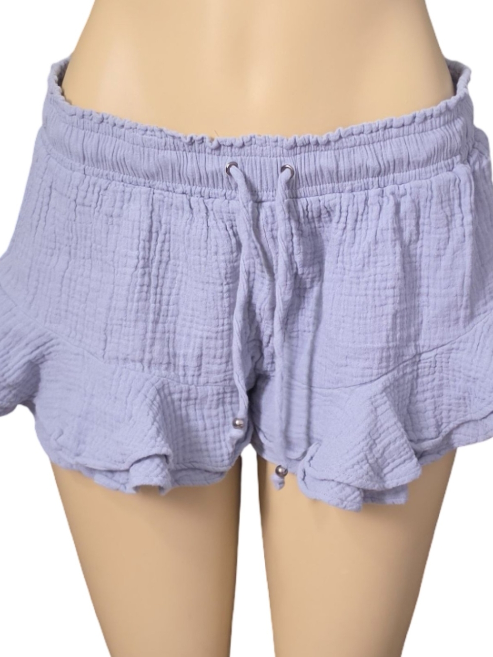 Windsor Blue Gauze Ruffle Lounge Shorts Cottagecore Coquette Boho Size Large